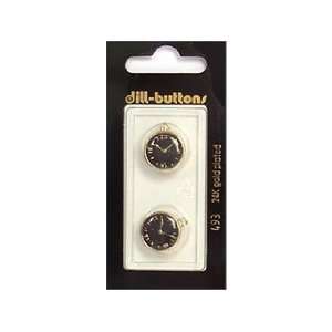   Buttons 15mm Shank Enamel Black/Gold Watch 2 pc (6 Pack)