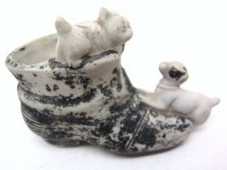 Match Holder Vintage Shoe Cat & DOG Figural Japan HTF  