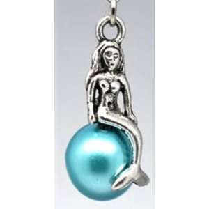  Mermaid sitting on Faux Turquoise Pearl Dangle Charm Fits Pandora 