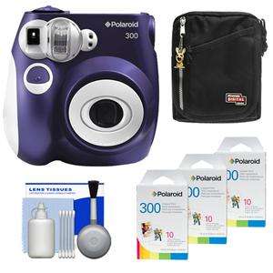 Instant Film Analog Camera (Purple) with (3) Polaroid 300 Instant Film 