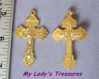 PARDON 2.25 Crucifix Cross Rosary Parts GOLD Italy  