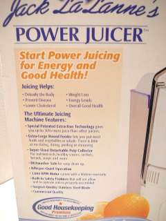 POWER JUICER New Jack LaLanne New In Box with Recipe Book & Operator 