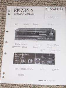 Original Kenwood KR A4010 Stereo Receiver Service/Repair Manual  