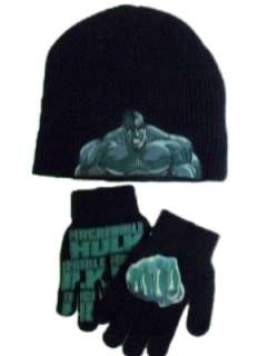 Boys Black Knit Hulk Hat & Gloves beanie set  