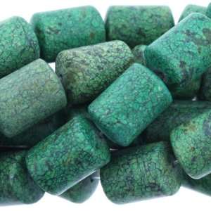 Green Turquoise Jasper  Capsule Plain   14mm Height, 10mm Width, 10mm 