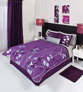 New Purple Silver Leaves Comforter Bedding Set Twin 7PC  