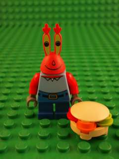 Lego Minifig SpongeBob Square Pants Mr Krabs with Hamburger  