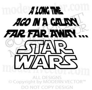STAR WARS Quote Vinyl Wall Decal A LONG TIME AGO Kids Room Bedroom 