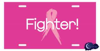 Fighter Breast Cancer Pink Ribbon License Plate  