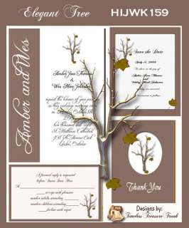 Delux Elegant Fall Tree Wedding Invitation Kit on CD  