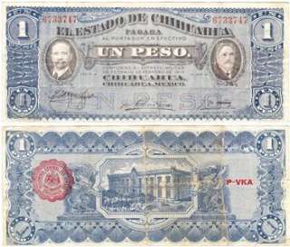 1914 Mexico (Revolution)   El Estado de Chihuahua 1 Peso Bank Note P 