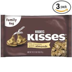 Hersheys Kisses, Milk Chocolate with Almonds, 18 Ounce Bags (Pack of 