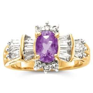  Genuine Amethyst and CZ Baguette Ring size 06 Everything 