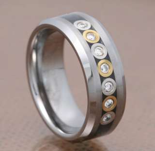   Carbide 8mm Band Carbon Fiber Bubble Link 7 CZ Mans Wedding Ring