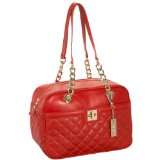 DKNY Quilted Leather Turn Lock Satchel   designer shoes, handbags 