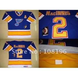   blues #2 macinnis blue throwback jerseys ice hockey jerseys size 48 56