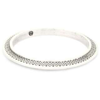House of Harlow 1960 Silver Plated Etched Mohawk Bangle Bracelet 
