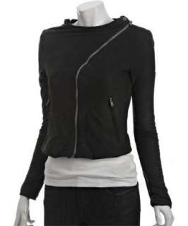 black leather asymmetrical zip jacket  BLUEFLY up to 70% off 
