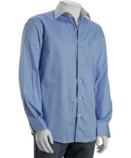 Arnold Zimberg blue striped cotton contrast collar shirt   up 