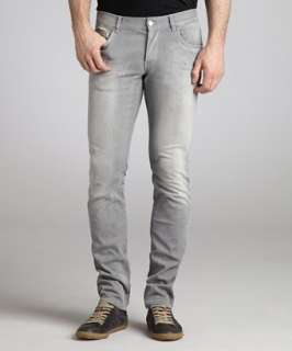 Prada anthracite stretch cotton slim fit jeans  