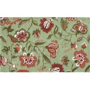 123 Creations C909G 2x3 foot Jacobean   Green Hooked Rug  