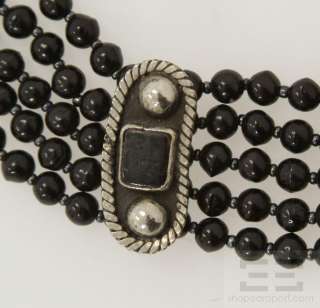 Luisa Conti Black Onyx Stone and Beaded Multi Strand Necklace  