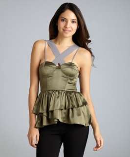 Geren Ford army satin cross strap bustier top