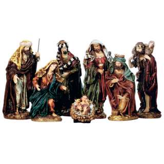 16 Resin Stone Cast Nativity Set Jesus Mary Joseph  