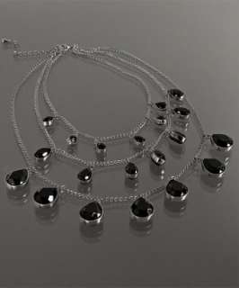 Kenneth Jay Lane black crystal teardrop layered necklace   up 