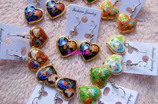 wholesale lots 24pairs heart cloisonne bead earrings  