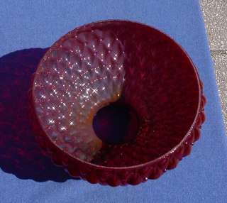   Red Quilted Diamond Pattern Oil Lamp Shade Glass 9 5/8 Rim  