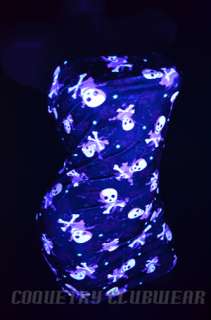 UV GLOW 24 Skulls & Hearts Print Strapless Sexy Clubwear Lycra Mini 