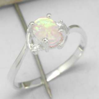 Exquisite silver pink fire opal ring 7# r338 2  