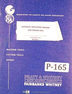 Pratt Whitney M1736 Duplicating Machine Operator Manual  