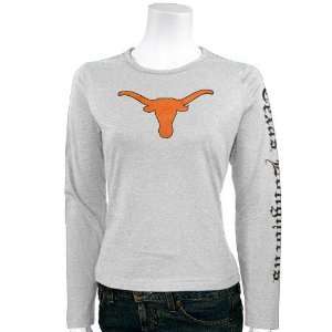  Texas Longhorns Ash Ladies Big Logo Long Sleeve T shirt 