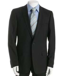 style #214394400 Z Zegna black wool 1 button City suit with flat 