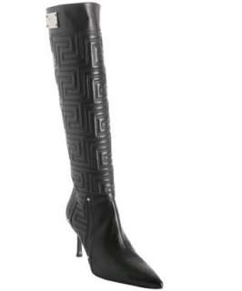 Versace black trapunto quilted leather boots  