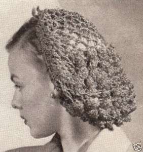 Vintage PATTERN Crochet Snood Hairnet hair net fishnet  