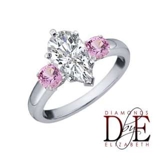 90 ct 3 Stone Pear & Fancy Pink Diamond Ring  