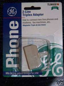 GE TL96532 Phone Jack Triplex Splitter Adapter, Almond  