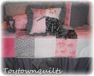 Paris Poodle Fifi pink chenille baby quilt crib bedding  