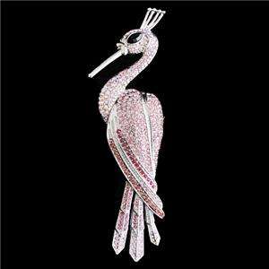 51 Glitzy Peacock Brooch Pin Pink Swarovski Crystal Bird  