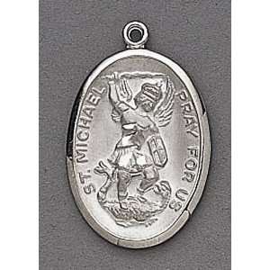  Sterling Silver Religious Saint Michael Pendant Necklace 