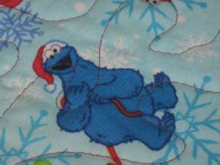   Quilted Table Runner Christmas Sesame Street Elmo Big Bird Reversible