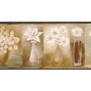  Modern Floral Vases Wallpaper Border: Home & Kitchen