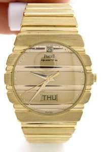   SOLID YELLOW GOLD PIAGET POLO DAY DATE QUARTZ WATCH 31mm 129.4g  