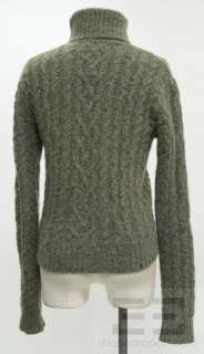 Ralph Lauren Purple Label Green Cashmere Cable Knit Turtleneck Sweater 