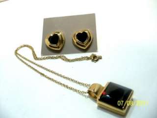 Necklace & Heart Shaped Earring set from Avon faux Garnet type stone 