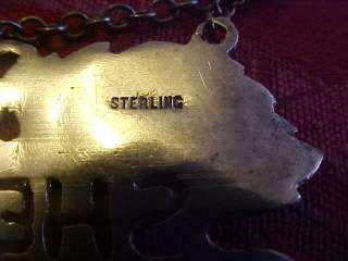 SHERRY Sterling Silver Liquor Decanter Label Bottle Tag  