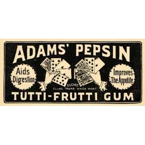 1895 Ad Adams Pepsin Tutti Frutti Gum Appetite Digest   Original Print 